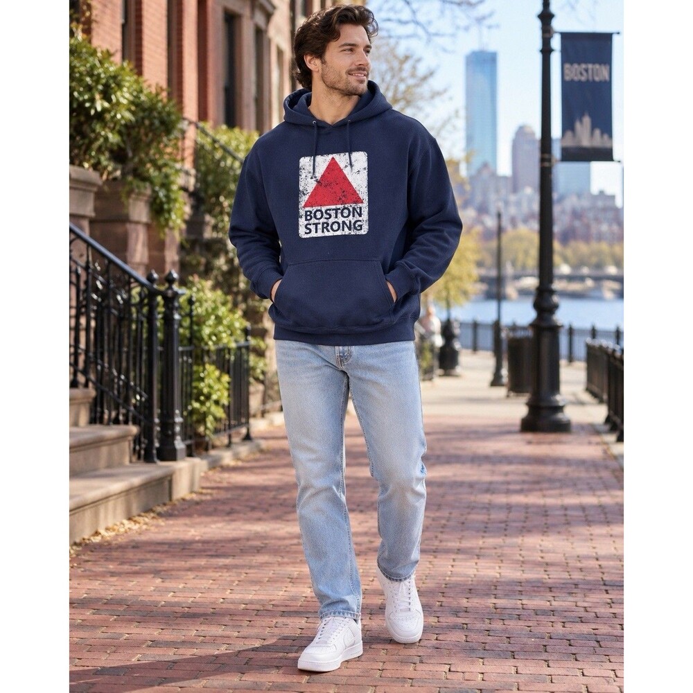 Boston Strong Team CHA Marathon Navy Hoodie XL Graphic Pullover